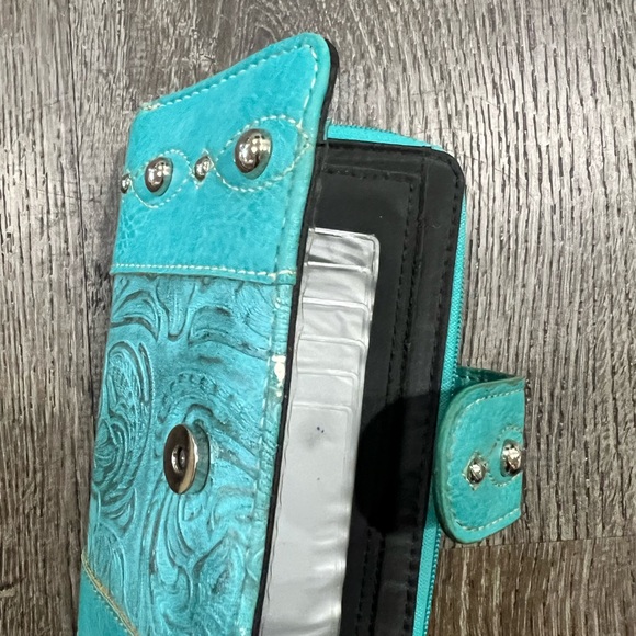 Turquoise Wallet with Embossed Design - Picture 8 of 16